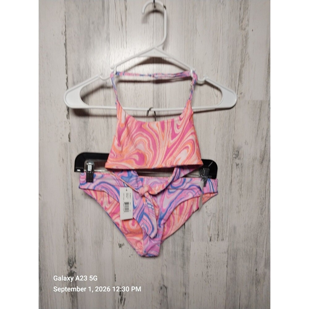 Beach Lingo Girls Reversible Swirlicious Bralette/Hipster Bikini Set Size 14 NWT